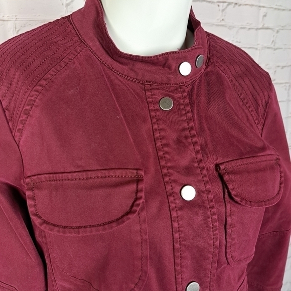 ANTHROPOLOGIE Sanctuary Military Moto Field Jacket Burgundy - Picture 3 of 16